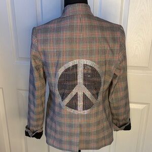 Hipchik Couture Womens Jacket w Rhinestone Peace on back size 4 {XS}